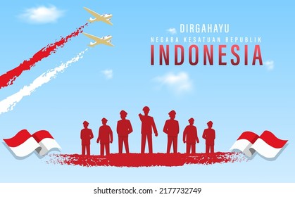 Translation : Happy Independence Day of Indonesia Vector Illustration with Traditional Games of Independence Day. Suitable for Template Poster Banner Design.