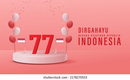 Translation : Happy Independence Day of Indonesia Vector Illustration with Traditional Games of Independence Day. Suitable for Template Poster Banner Design. HUT RI 77