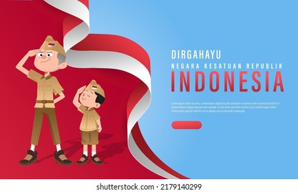 Translation : Happy Independence Day of Indonesia Vector Illustration with Traditional Games of Independence Day. Suitable for Template Poster Banner Design.