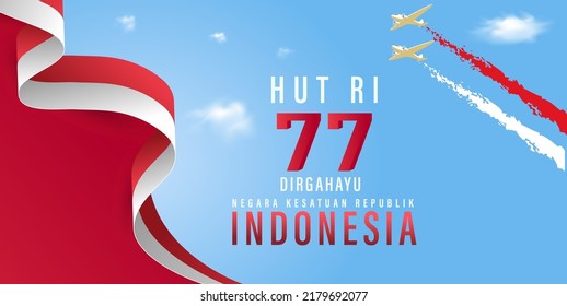 Translation : Happy Independence Day of Indonesia Vector Illustration with Traditional Games of Independence Day. Suitable for Template Poster Banner Design.