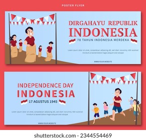 Translation : Happy Independence Day of Indonesia Vector Illustration with Traditional Games of Independence Day. Suitable for Template Poster Banner Design. HUT RI 78