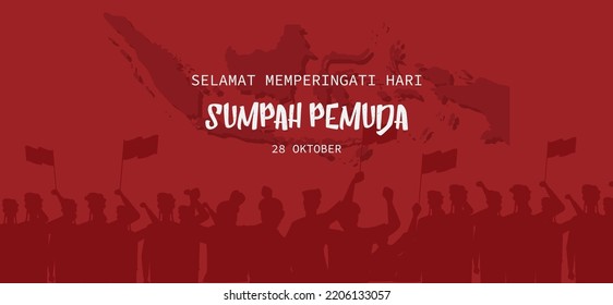 Translation : Happy Indonesian Youth Pledge Day Vector Illustration. 