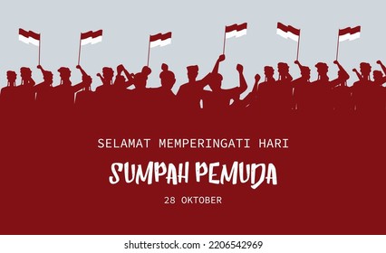 Translation : Happy Indonesian Youth Pledge Day Vector Illustration. 