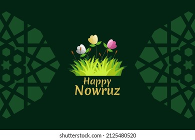 Translation: Happy Nowruz. Happy Persian New Year (Nowruz) vector illustration. Suitable for greeting card, poster and banner. 