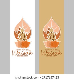 Translation: Happy Vesak day. Vesak or Waisak day vector illustration. Suitable for greeting card, poster and banner 