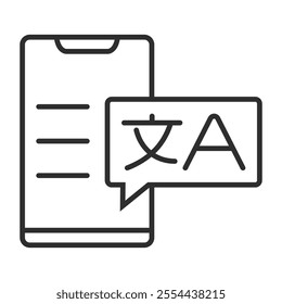 Translation icon, Language learning symbol outline icon, editable vector illustration and transparent graphic element. Isolated on white background