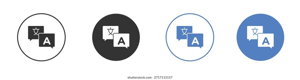 Conjunto de pictogramas de iconos de traducción. Diseños de iconos de Vector