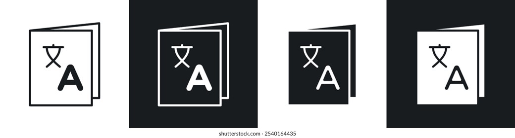 Translation icon set. Vector symbols in black and white colors.