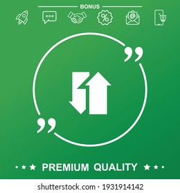 Translation icon. Text inside quote symbol