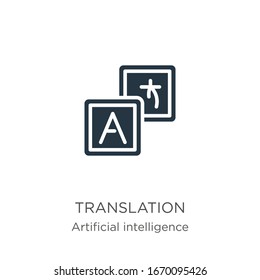 Vector de icono de traducción. Icono de traducción plana de moda de la colección de inteligencia artificial aislado en fondo blanco. La ilustración vectorial puede utilizarse para el diseño gráfico web y móvil, el logotipo, 