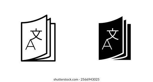 Translation icons. black and white vector set.