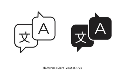 Translation icons in line stroke and flat versions