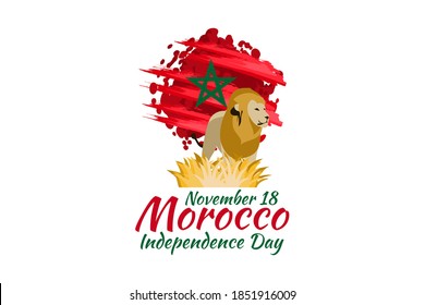 Translation: Independence day, November 18. Independence Day of Morocco vector illustration. Suitable for greeting card, poster and banner.
