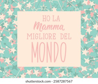 Translation from Italian: I have the best mom in the world. Perfect design for greeting cards, posters and social media. Italian Lettering.