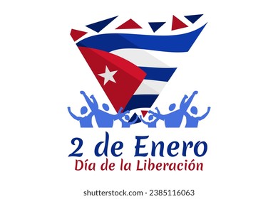 translation: January 2, Victory day. Happy Victory day of Cuba Vector Illustration. Suitable for greeting card, poster and banner. 
