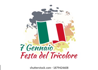 Translation: January 7,  Tricolour Day (Festa del Tricolore)  vector illustration. Suitable for greeting card, poster and banner.