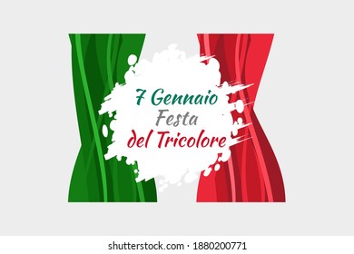 Translation: January 7,  Tricolour Day  vector illustration. Suitable for greeting card, poster and banner.