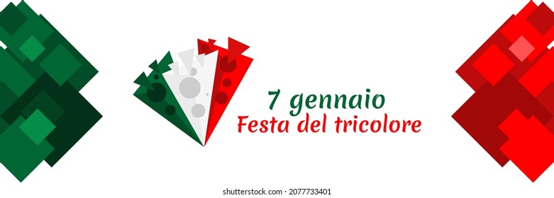 Translation: January 7,  Tricolour Day (Festa del Tricolore)  vector illustration. Suitable for greeting card, poster and banner.