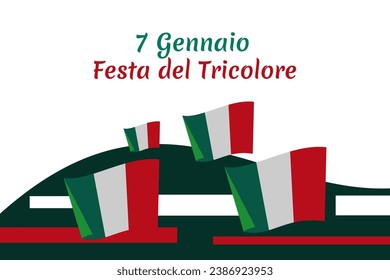 Translation: January 7,  Tricolour Day (Festa del Tricolore)  vector illustration. Suitable for greeting card, poster and banner.