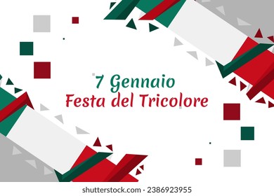 Translation: January 7,  Tricolour Day (Festa del Tricolore)  vector illustration. Suitable for greeting card, poster and banner.