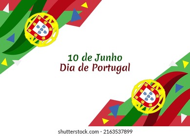 Translation: June 10, Portugal Day. National Day of Portugal Vector Illustration. Suitable for greeting card, poster and banner.