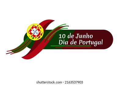 Translation: June 10, Portugal Day. National Day of Portugal Vector Illustration. Suitable for greeting card, poster and banner.