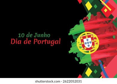 Translation: June 10, Portugal Day. National Day of Portugal Vector Illustration. Suitable for greeting card, poster and banner.