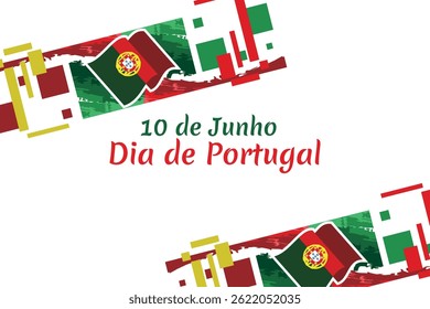 Translation: June 10, Portugal Day. National Day of Portugal Vector Illustration. Suitable for greeting card, poster and banner.