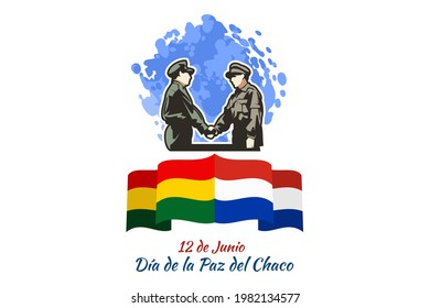 Traducción: 12 de junio, Día de la Paz del Chaco. Ilustración vectorial del Día del Armisticio del Chaco Feliz. Adecuado para tarjeta de saludo, afiche y banner 