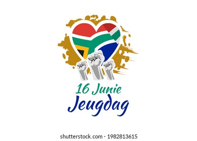 Translation: June 16. Youth Day. Youth day (Jeugdag) National day of South Africa Vector illustration. Suitable for greeting card, poster and banner.