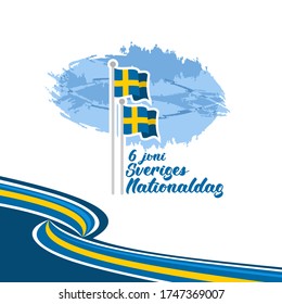 Translation: June 6, National Day. Happy Sweden National Day (Sveriges nationaldag) Vector Illustration. Suitable for greeting card, poster and banner 