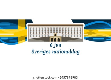 Translation: June 6, National Day. Happy Sweden National Day (Sveriges nationaldag) Vector Illustration. Suitable for greeting card, poster and banner

