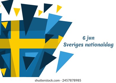 Translation: June 6, National Day. Happy Sweden National Day (Sveriges nationaldag) Vector Illustration. Suitable for greeting card, poster and banner

