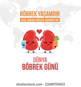 Translation: The kidney is life. drink water. eat healthy. do exercise. world kidney day