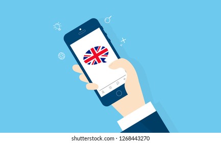 translation language app ,
British English ,vector illustration