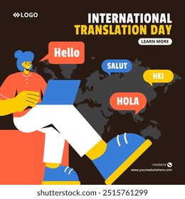 Translation Language Day Social Media Illustration Flat Cartoon Hand Drawn Templates Background