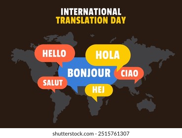 Translation Language Day Social Media Background Flat Cartoon Hand Drawn Templates Illustration
