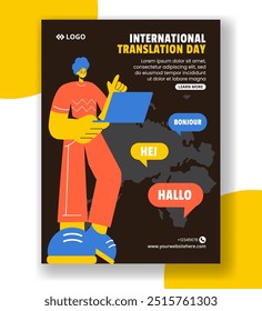 Translation Language Day Vertical Poster Flat Cartoon Hand Drawn Templates Background Illustration