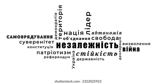 Translation: liberation war democracy self-government territory autonomy Ukraine leader referendum declaration constitution statehood sovereignty stability unity patriotism freedom independence