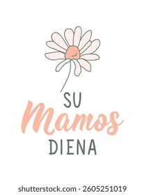 Translation from Lithuanian: Happy Mother's Day. Mother's Day card. Perfect design for greeting cards, posters and social media. Lithuanian Lettering.