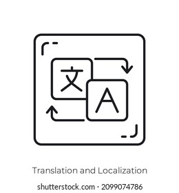 Translation and Localization icon. Outline style icon design isolated on white background
