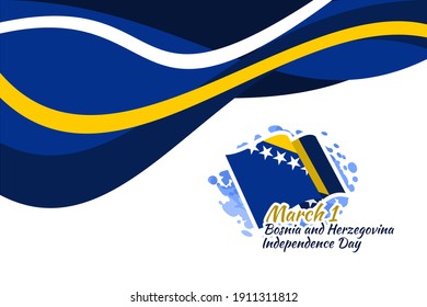 Translation: March 1, Independence day of Bosnia and Herzegovina.  vector illustration. Suitable for greeting card, poster and banner. 