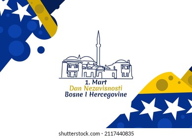 Translation: March 1, Independence day of Bosnia and Herzegovina.  vector illustration. Suitable for greeting card, poster and banner. 