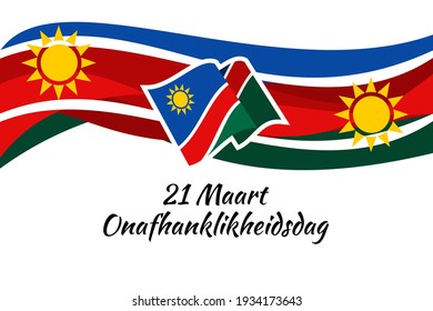 Translation: March 21, Independence Day. Independence Day of Namibia vector illustration. Suitable for greeting card, poster and banner.
