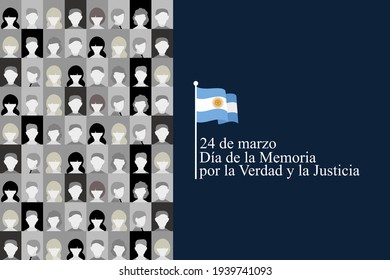 Translation: March 24, Day of Remembrance for Truth and Justice   vector illustration. National holiday of Argentina. Suitable for greeting card and poster. 