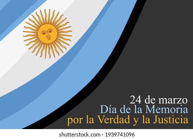 Translation: March 24, Day of Remembrance for Truth and Justice   vector illustration. National holiday of Argentina. Suitable for greeting card and poster. 