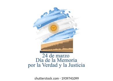 Translation: March 24, Day of Remembrance for Truth and Justice   vector illustration. National holiday of Argentina. Suitable for greeting card and poster. 