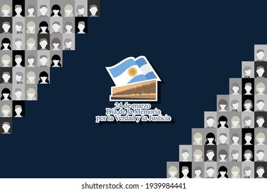 Translation: March 24, Day of Remembrance for Truth and Justice   vector illustration. National holiday of Argentina. Suitable for greeting card and poster. 