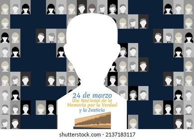 Translation: March 24, Day of Remembrance for Truth and Justice   vector illustration. National holiday of Argentina. Suitable for greeting card and poster. 