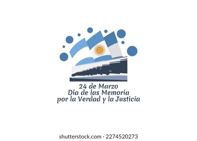 Translation: March 24, Day of Remembrance for Truth and Justice   vector illustration. National holiday of Argentina. Suitable for greeting card and poster. 